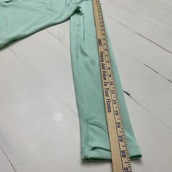 Athleta Womens Uptempo Ribbed Henley Top Sz L Mint Green Athleisure - Picture 13 of 15